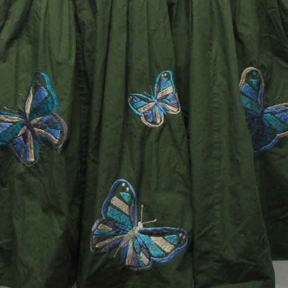 eShakti Custom Green Blue Butterfly Embroidered Fit & Flare Dress Plus Size 2X? - Picture 4 of 4